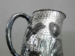 FINE SILVER PLATED WATER PITCHER JAPANESE STYLE Aesthetic Japanesque Dragonfly