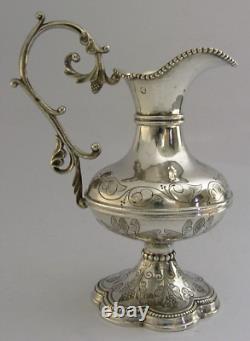 FRENCH RELIGIOUS STERLING SILVER HOLY COMMUNION WINE WATER JUG c1880