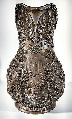 Fabulous A. G SCHULTZ Sterling Silver Water Pitcher REPOUSSE Baltimore, Maryland