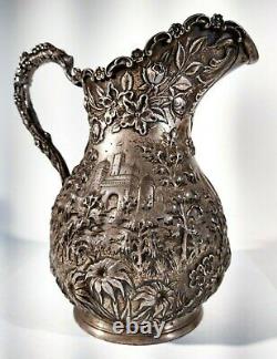 Fabulous A. G SCHULTZ Sterling Silver Water Pitcher REPOUSSE Baltimore, Maryland