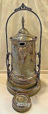 Fabulous Antique Tilt Silver Plate Water Pitcher On Stand 1880 Southington & Co