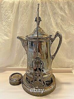 Fabulous Antique Tilt Silver Plate Water Pitcher On Stand 1880 Southington & Co