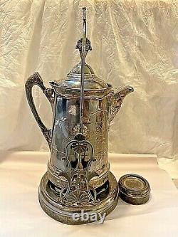 Fabulous Antique Tilt Silver Plate Water Pitcher On Stand 1880 Southington & Co