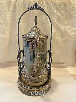 Fabulous Antique Tilt Silver Plate Water Pitcher On Stand 1880 Southington & Co