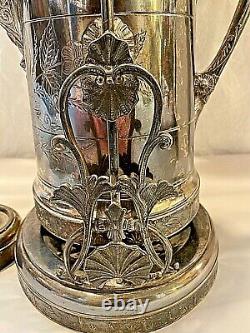 Fabulous Antique Tilt Silver Plate Water Pitcher On Stand 1880 Southington & Co