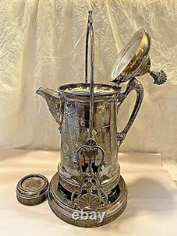 Fabulous Antique Tilt Silver Plate Water Pitcher On Stand 1880 Southington & Co