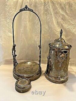 Fabulous Antique Tilt Silver Plate Water Pitcher On Stand 1880 Southington & Co