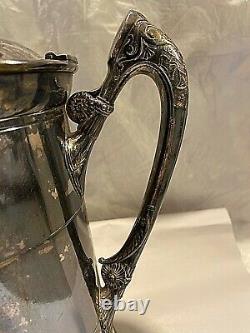 Fabulous Antique Tilt Silver Plate Water Pitcher On Stand 1880 Southington & Co