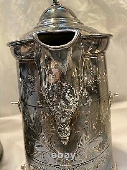 Fabulous Antique Tilt Silver Plate Water Pitcher On Stand 1880 Southington & Co