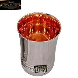 Fabulous Steel Copper Jug 1500ML Water Pitcher Jar With Glass 300ML Set Of 4Pcs