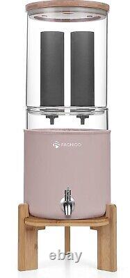 Fachioo All Glass Water Purifier With Tan Sleeve And Wood Stand And Black Filter