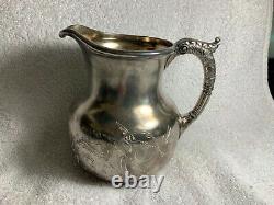 Fancy Antique Silver Plate Water Pitcher Reed & Barton Engraved Dragon Lion Bird