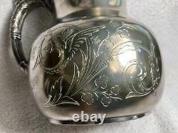 Fancy Antique Silver Plate Water Pitcher Reed & Barton Engraved Dragon Lion Bird