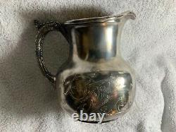 Fancy Antique Silver Plate Water Pitcher Reed & Barton Engraved Dragon Lion Bird