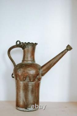 Farmhouse Antique Dovetailed Turkish Hammered Copper Pitcher or Water Jug