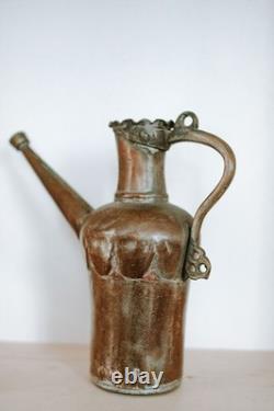 Farmhouse Antique Dovetailed Turkish Hammered Copper Pitcher or Water Jug