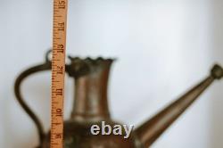 Farmhouse Antique Dovetailed Turkish Hammered Copper Pitcher or Water Jug