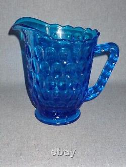 Fenton Colonial Blue Thumbprint Water Jug Pitcher #4465 CB 34oz c1965