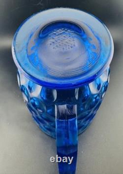 Fenton Colonial Blue Thumbprint Water Jug Pitcher #4465 CB 34oz c1965