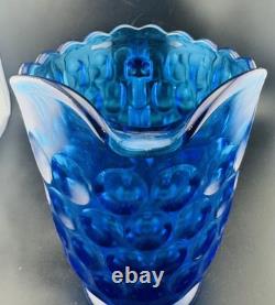 Fenton Colonial Blue Thumbprint Water Jug Pitcher #4465 CB 34oz c1965