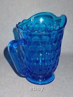 Fenton Colonial Blue Thumbprint Water Jug Pitcher #4465 CB 34oz c1965