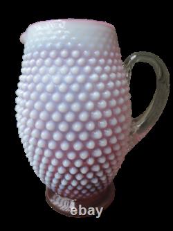 Fenton Cranberry Opalescent Hobnail Tankard Pitcher / Tall Water Jug RARE