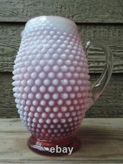 Fenton Cranberry Opalescent Hobnail Tankard Pitcher / Tall Water Jug RARE