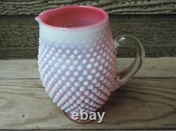 Fenton Cranberry Opalescent Hobnail Tankard Pitcher / Tall Water Jug RARE