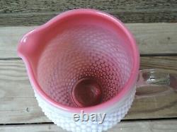 Fenton Cranberry Opalescent Hobnail Tankard Pitcher / Tall Water Jug RARE