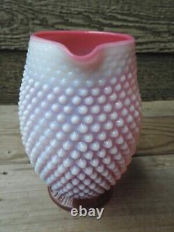 Fenton Cranberry Opalescent Hobnail Tankard Pitcher / Tall Water Jug RARE