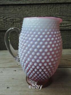 Fenton Cranberry Opalescent Hobnail Tankard Pitcher / Tall Water Jug RARE