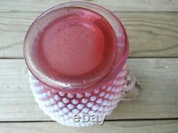 Fenton Cranberry Opalescent Hobnail Tankard Pitcher / Tall Water Jug RARE