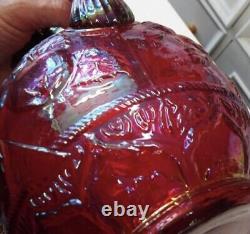 Fenton Ruby Red Carnival Apple Tree Art Glass Large Water Pitcher Jug