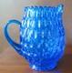 Fenton Thumbprint Colonial Blue Bulbus 64 Oz 8 1/8 Water Jug Pitcher