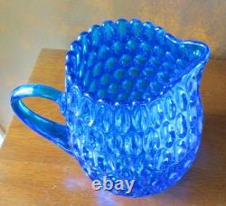 Fenton Thumbprint Colonial Blue Bulbus 64 oz 8 1/8 Water Jug Pitcher