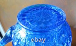 Fenton Thumbprint Colonial Blue Bulbus 64 oz 8 1/8 Water Jug Pitcher