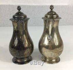 Fine Pair Antqiue Solid Silver Rattan Handled Water/Milk Jugs 15.3cm In Height