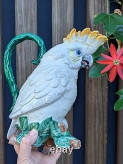 Fitz & Floyd 1994 Cockatoo Water Pitcher Tropical Bird Ceramic Jug