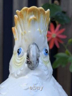 Fitz & Floyd 1994 Cockatoo Water Pitcher Tropical Bird Ceramic Jug