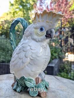 Fitz & Floyd 1994 Cockatoo Water Pitcher Tropical Bird Ceramic Jug