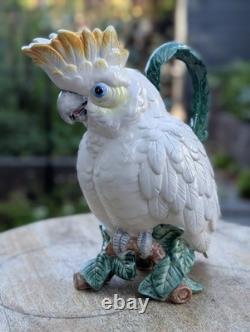 Fitz & Floyd 1994 Cockatoo Water Pitcher Tropical Bird Ceramic Jug
