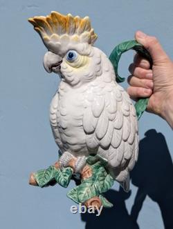 Fitz & Floyd 1994 Cockatoo Water Pitcher Tropical Bird Ceramic Jug
