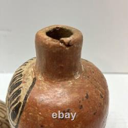 Folk Art Pottery Eagle Jug/ Water pitcher with removable top 9x4