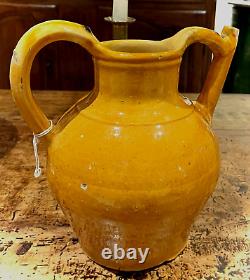 French Antique Earthenware Confit Pot Pottery Ceramic Pitcher Water Vase Cruche