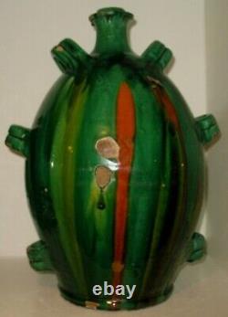 French Antique Earthenware Confit Pot Pottery Ceramic Pitcher Water Vase Cruche