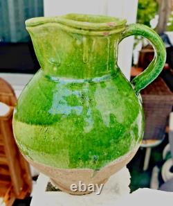 French Antique Earthenware Pot Pottery Ceramic Pitcher Water Ceramic Provencal