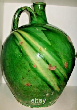 French Antique Earthenware Pot Pottery Ceramic Pitcher Water Ceramic Provencal