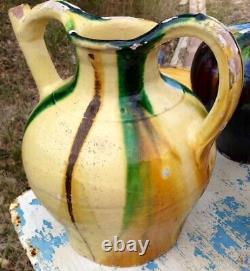 French Antique Earthenware Pot Pottery Ceramic Pitcher Water Ceramic Provencal