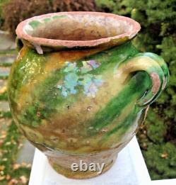 French Antique Earthenware Pot Pottery Ceramic Pitcher Water Ceramic Provencal