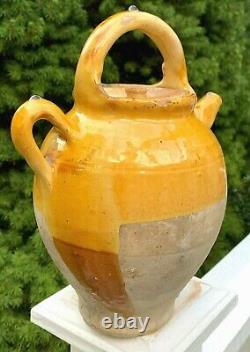 French Antique Pottery Vessel Confit Pot Earthenware Glaze Terracotta Water Jug